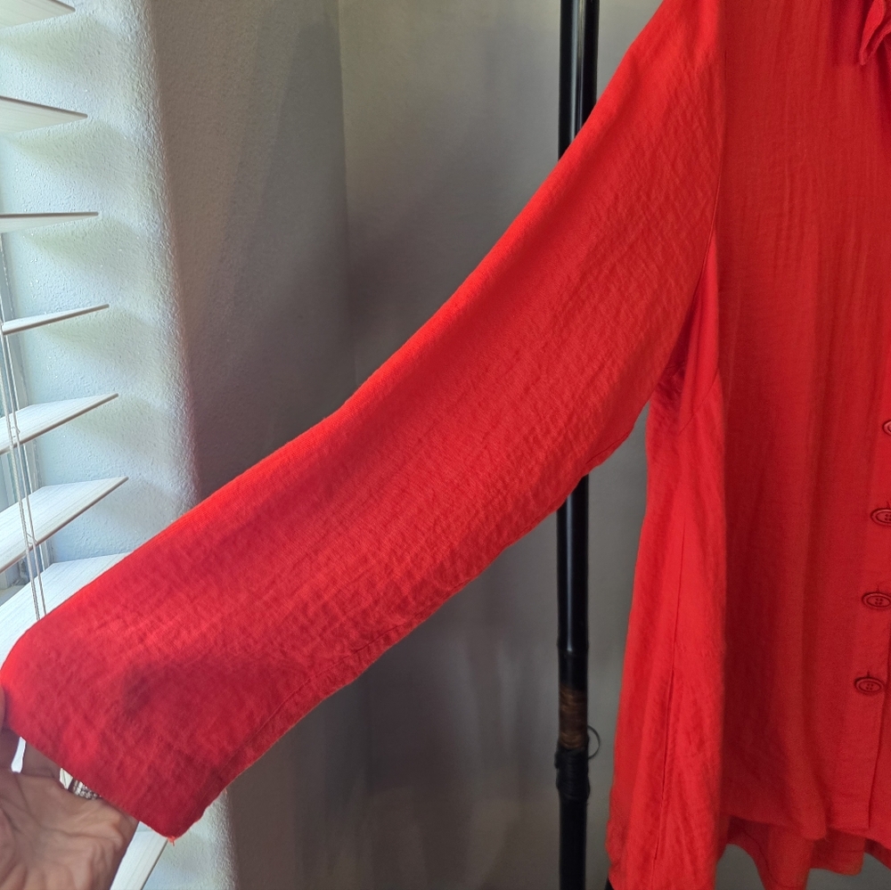John Mark Red Women's Button-Up Blouse - Picture 2 of 10